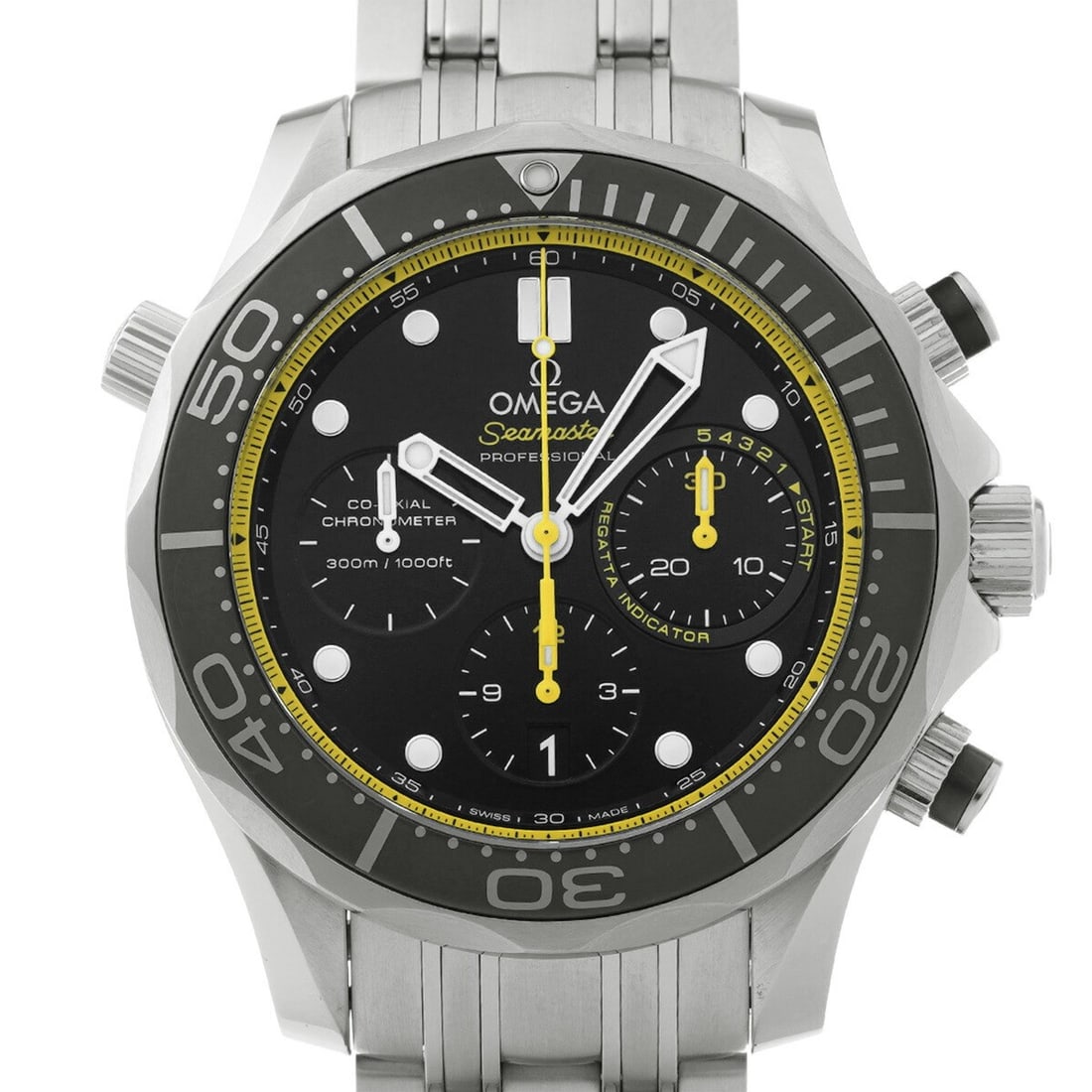 OMEGA 212.30.44.50.01.002 Seamaster Diver 300 Regatta Chronograph Watch: OMEGA 212.30.44.50.01.002 Seamaster Diver 300 Regatta Chronograph Watch Pre-owned OMEGA Seamaster Diver 300 Co-Axial Chronograph Regatta men's wristwatch, model 212.30.44.50.01.002. It features an aut