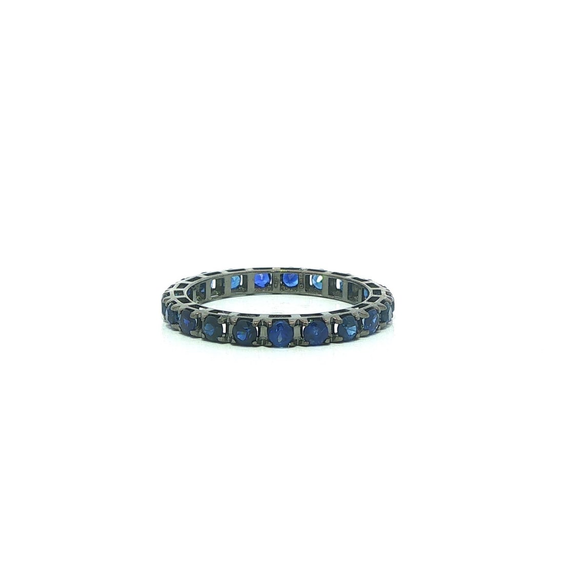 Unbranded Eternity Band Ring 18k White Gold Black Rhodium Blue Sapphire 1.3ctw: Unbranded Eternity Band Ring 18k White Gold Black Rhodium Blue Sapphire 1.3ctw Un-used women's eternity band ring crafted in solid 18k white gold with black rhodium, set with numerous natural genuine 