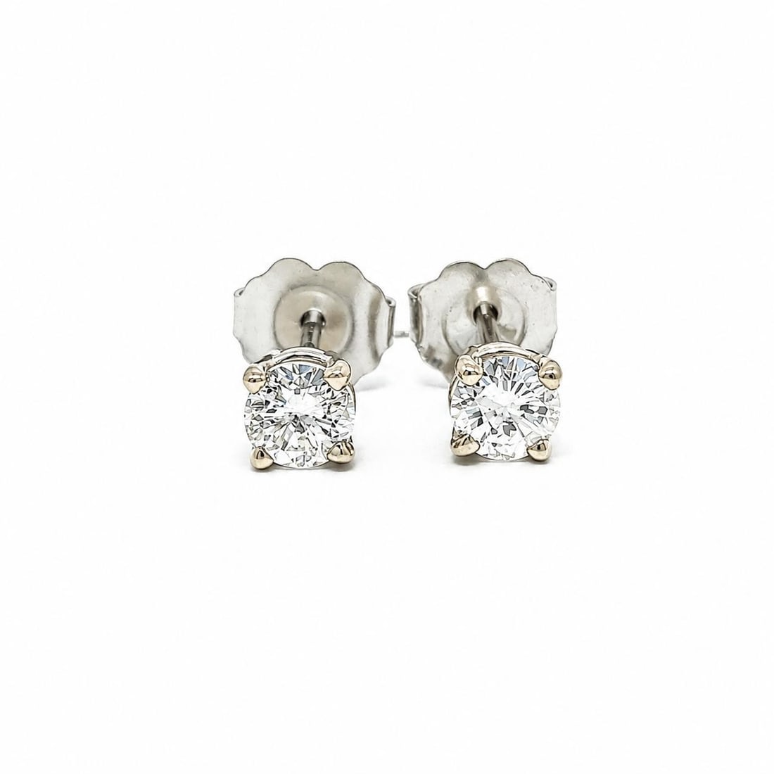 14k White Gold Diamond Stud Earrings 0.45ctw Round Brilliant Pair (1 of 9)