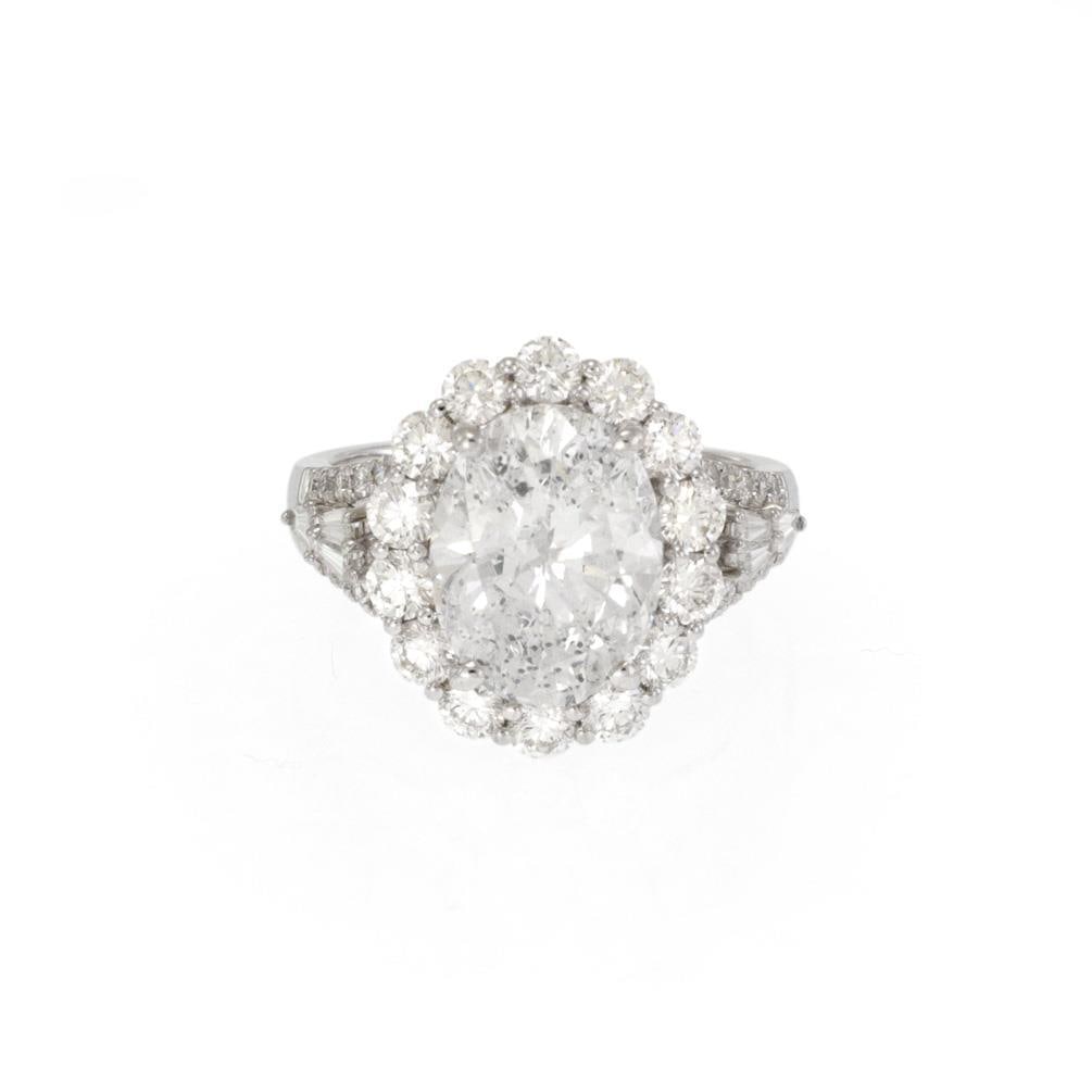 18k White Gold Oval Diamond Halo Engagement Ring Size 6.5 (1 of 4)