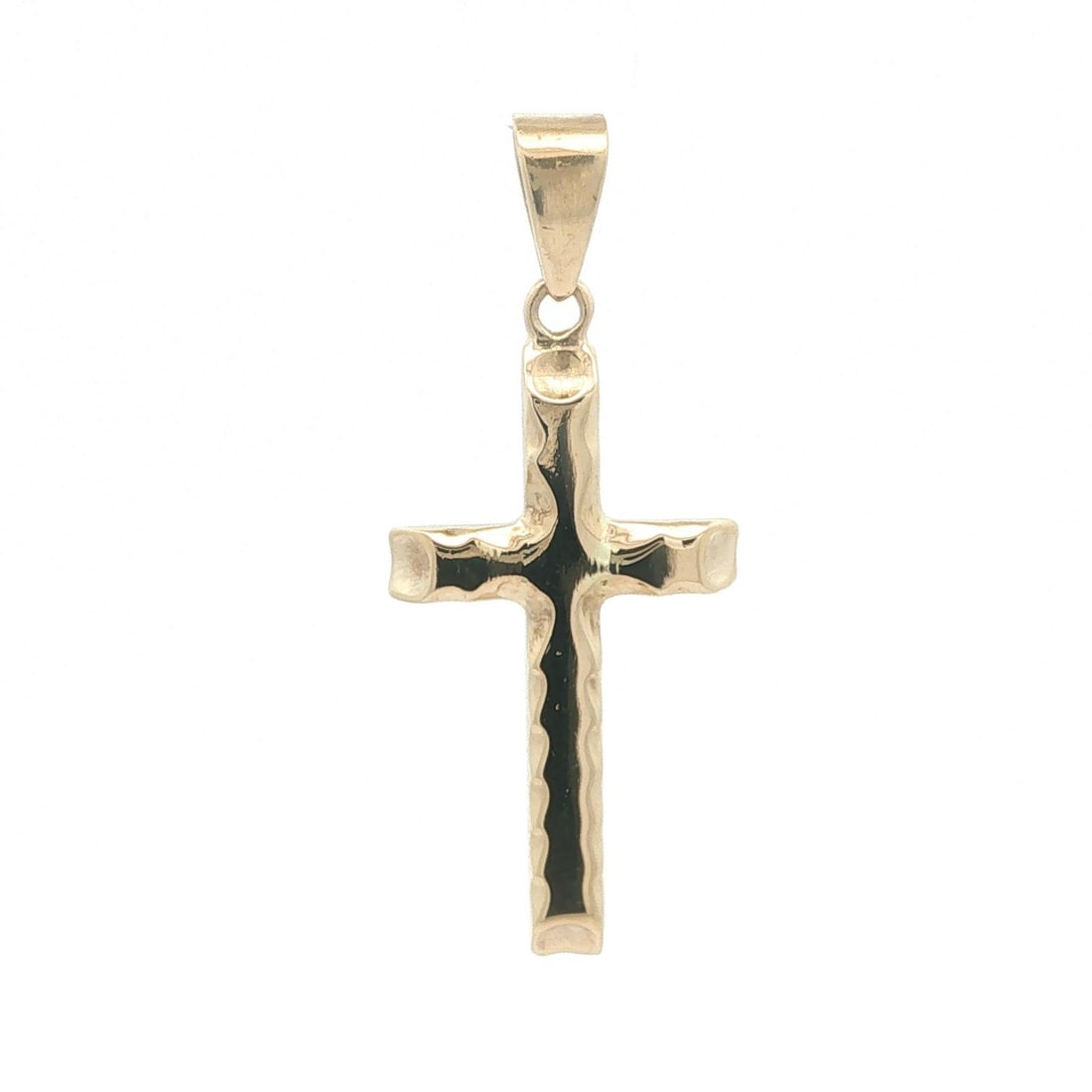 14k Yellow Gold Cross Pendant Ridged Faceted Textured Unbranded: 14k Yellow Gold Cross Pendant Ridged Faceted Textured Unbranded Solid 14k yellow gold cross pendant with a ridged, faceted, and textured design. This unisex pendant is crafted in Italy and features a 