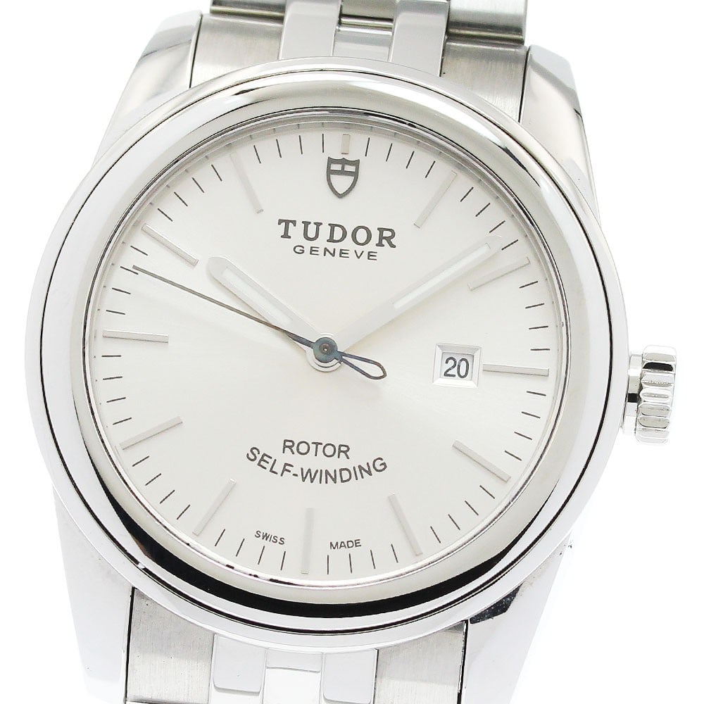 TUDOR Glamour Date Ref 53000 Automatic Stainless Steel Wristwatch: TUDOR Glamour Date Ref 53000 Automatic Stainless Steel Wristwatch TUDOR Glamour Date automatic wristwatch, reference 53000, in a pre-owned condition. It features a silver dial, stainless steel case an