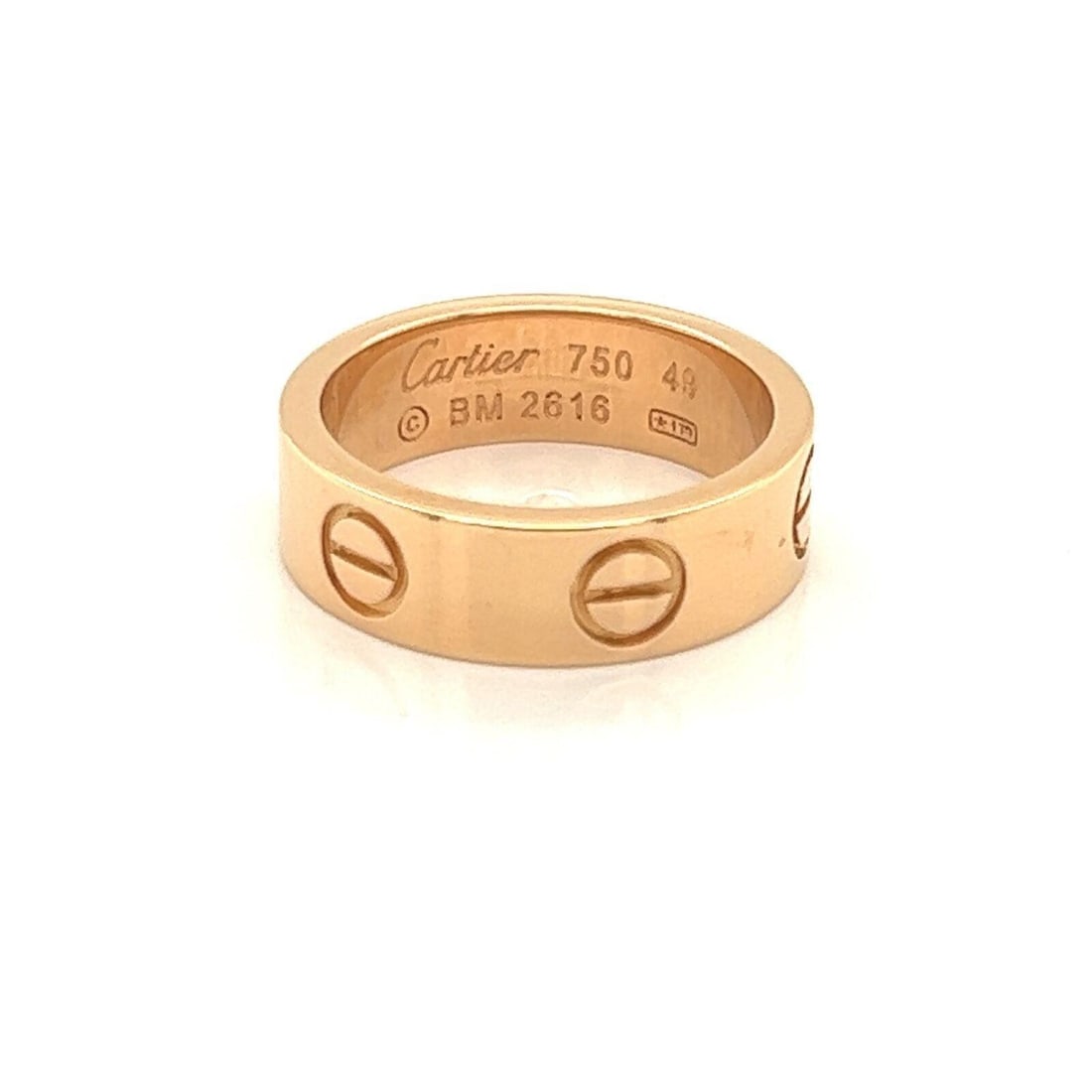 Cartier LOVE 18k White Gold Ring Band US 4.75 EU 49: Cartier LOVE 18k White Gold Ring Band US 4.75 EU 49 Pre-owned Cartier LOVE band ring in 18k white gold, featuring the iconic screw motif from the LOVE collection. This signed ring is presented in grea