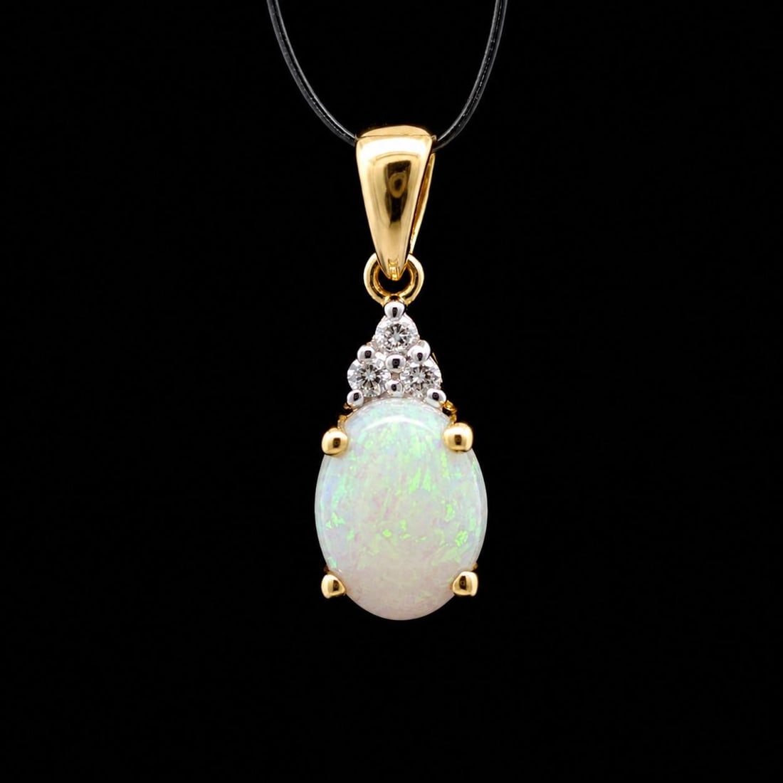 Unbranded 14k Yellow Gold Opal and 3 Diamond Pendant (1 of 10)