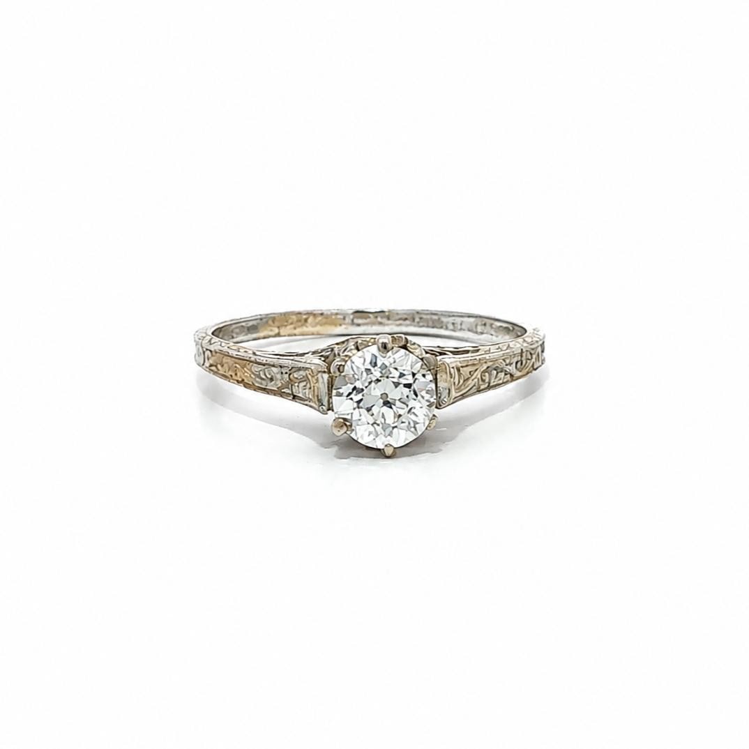 Unbranded Old European Cut Diamond Solitaire Ring 14k White Gold 0.23ct: Unbranded Old European Cut Diamond Solitaire Ring 14k White Gold 0.23ct Vintage solitaire engagement ring crafted in solid 14k white gold and set with one natural old European cut diamond in a 6-prong