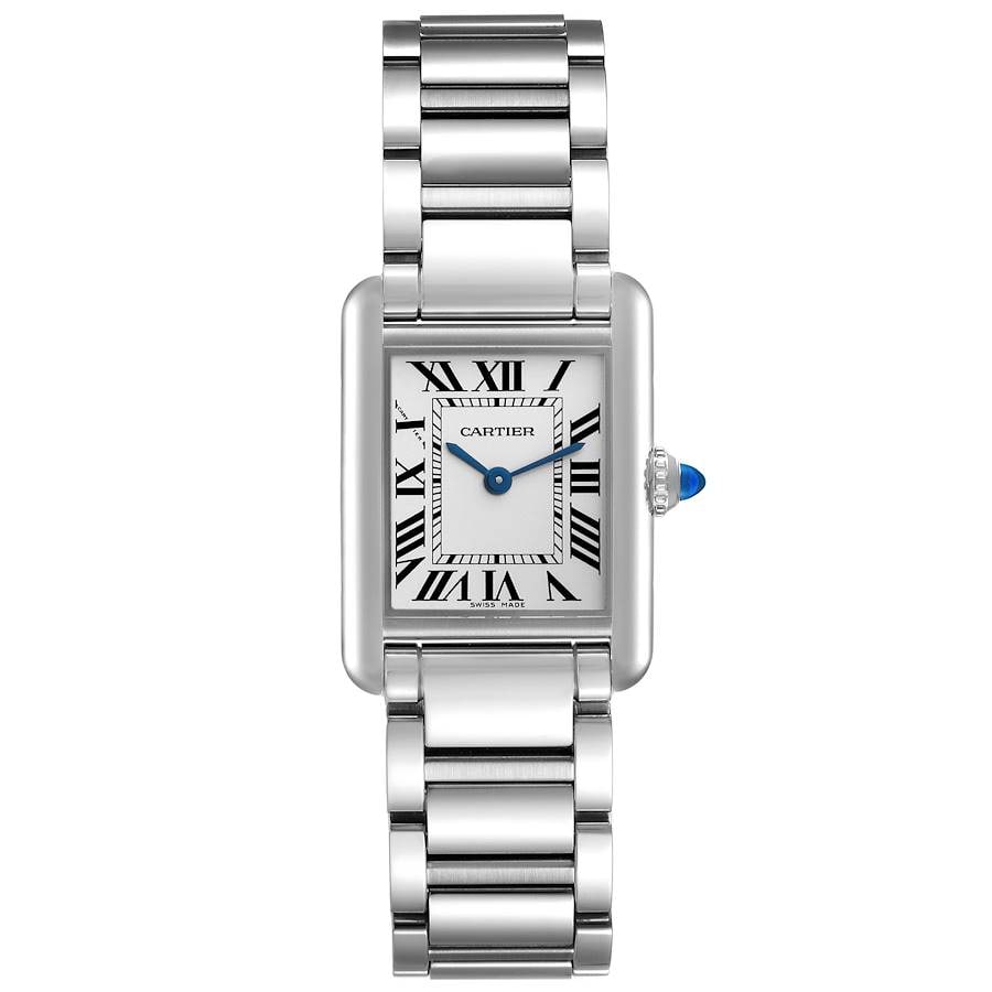 Cartier Tank Must Small Unisex Watch Silver Roman Dial Steel Bracelet 4322 WSTA0107: Cartier Tank Must Small Unisex Watch Silver Roman Dial Steel Bracelet 4322 WSTA0107 Unisex Cartier Tank Must Small watch with a silver Roman dial, smooth bezel, and stainless steel bracelet. The listi