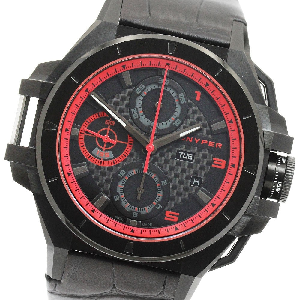 SNYPER Ironclad Red Special Edition Automatic Chronograph Watch 50.255.OL: SNYPER Ironclad Red Special Edition Automatic Chronograph Watch 50.255.OL Pre-owned SNYPER Ironclad Red Special Edition chronograph automatic wristwatch for men. This watch features a black dial with 