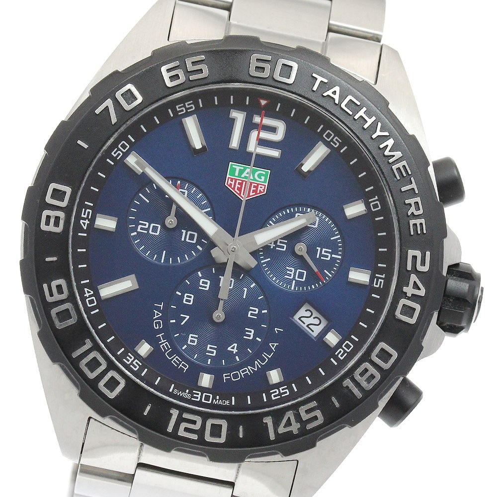 TAG HEUER Formula 1 CAZ101AV Mens Quartz Chronograph Watch: TAG HEUER Formula 1 CAZ101AV Mens Quartz Chronograph Watch Pre-owned TAG Heuer Formula 1 men's wristwatch, model CAZ101AV, with a quartz movement and chronograph functions. It features a blue dial, st