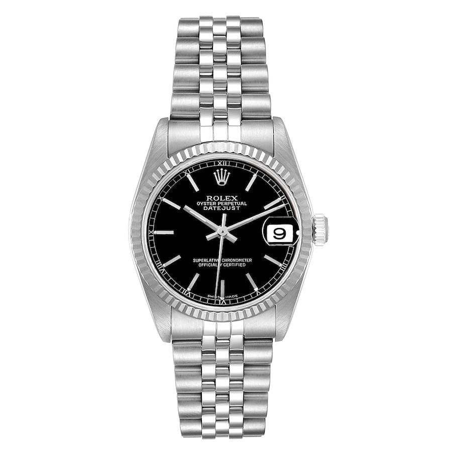 Rolex Ladies Datejust Ref 78274 Black Dial D-Link Jubilee Bracelet with Papers 2002: Rolex Ladies Datejust Ref 78274 Black Dial D-Link Jubilee Bracelet with Papers 2002 This ladies Rolex Datejust features a black dial, fluted bezel, and a D-Link Jubilee bracelet. It is identified by r