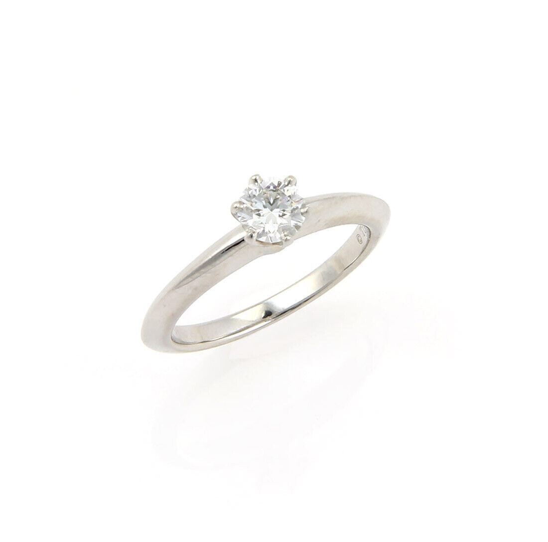 Tiffany & Co. Solitaire Diamond Ring 0.37ct G VS2 Platinum Size 4.5 Cert (1 of 7)