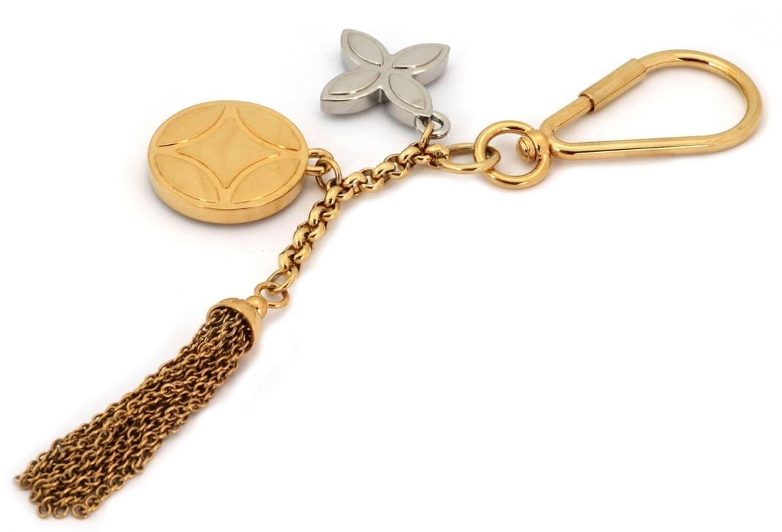 Louis Vuitton Monogram Tassel Bag Charm Key Ring Crystal Gold Tone (1 of 4)