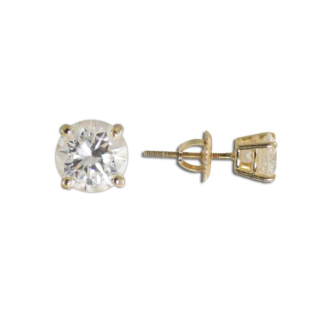 14k Yellow Gold Natural Diamond Stud Earrings 1.50 ctw: 14k Yellow Gold Natural Diamond Stud Earrings 1.50 ctw These pre-owned diamond stud earrings feature two natural diamonds set in 14k yellow gold. Each earring holds a diamond weighing approximately 0.
