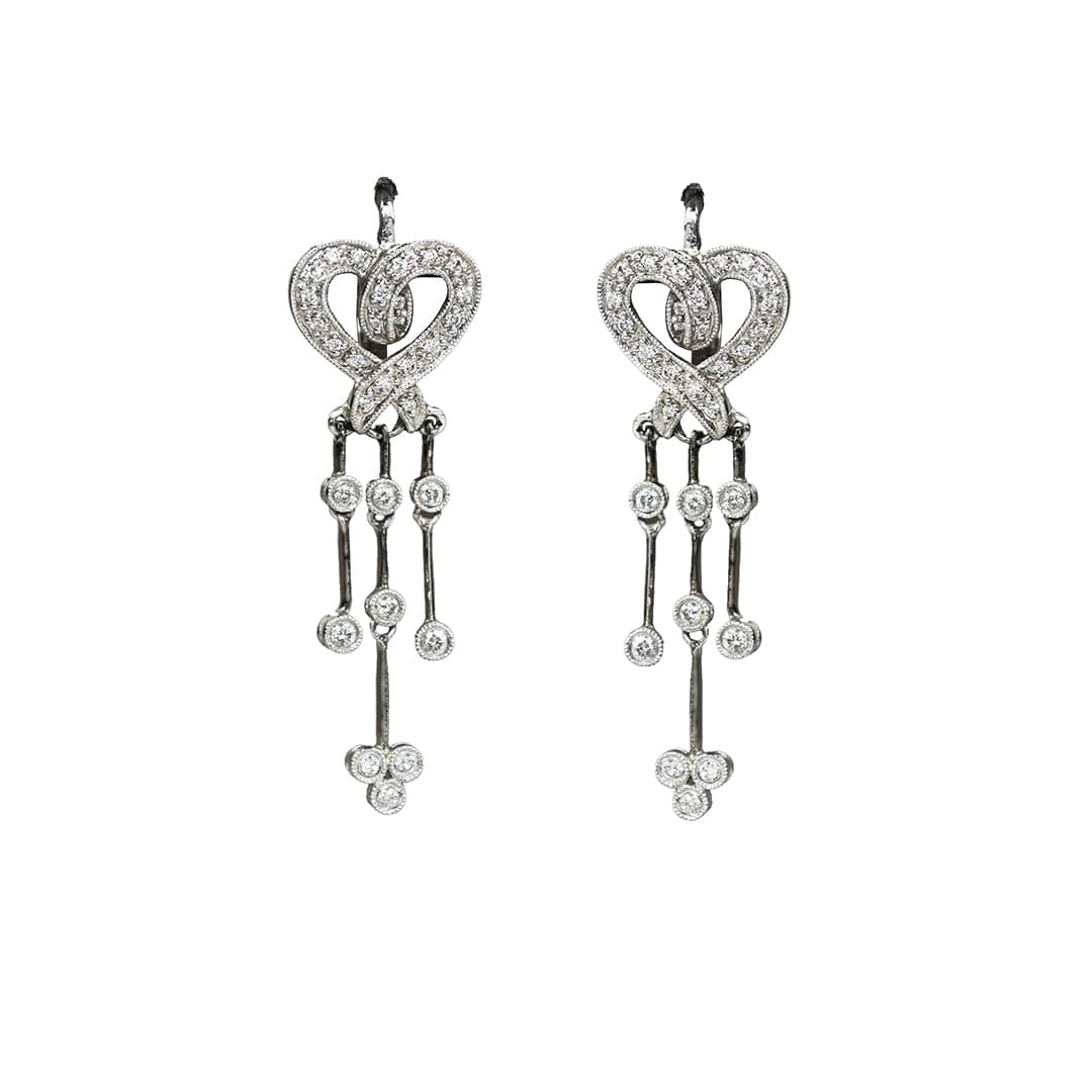 Unbranded 14k White Gold Heart Dangle Earrings with 0.50 TDW Diamonds (1 of 5)
