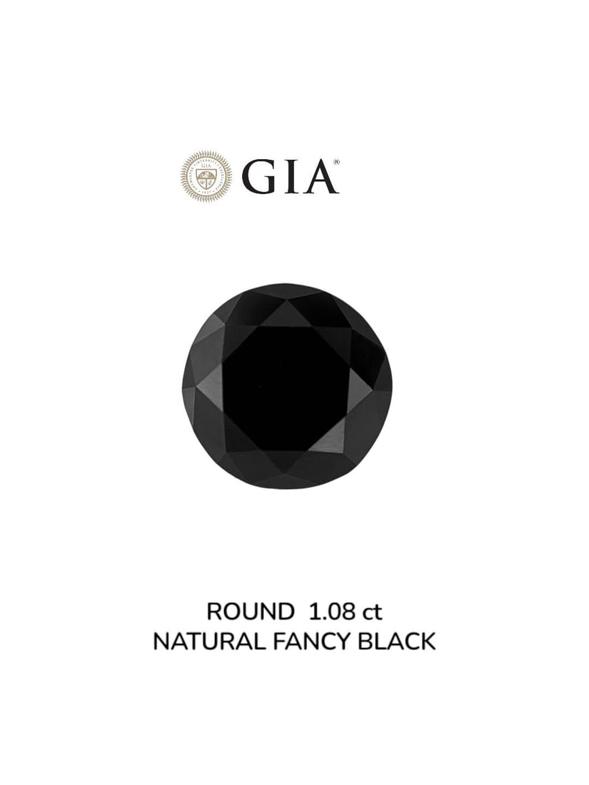 Loose Diamond - ROUND 1.08ct Fancy Black VVS2: Loose Diamond - ROUND 1.08ct Fancy Black VVS2 Source: Natural Shape: ROUND Carats: 1.08 Color: Fancy Black Certification: GIA Video: