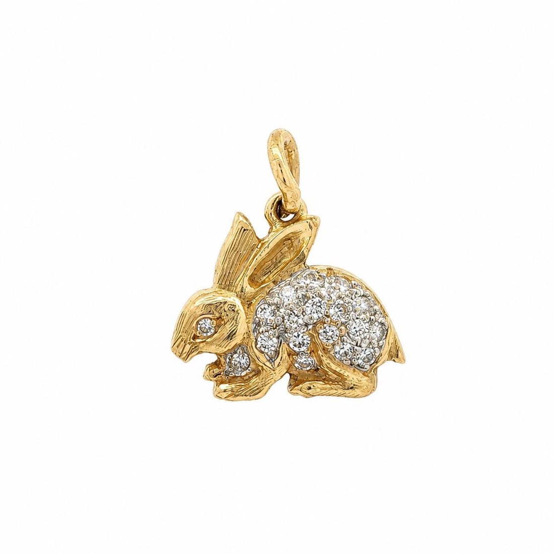 Unbranded 18k Yellow Gold Bunny Rabbit Pendant with Pave Diamonds (1 of 6)