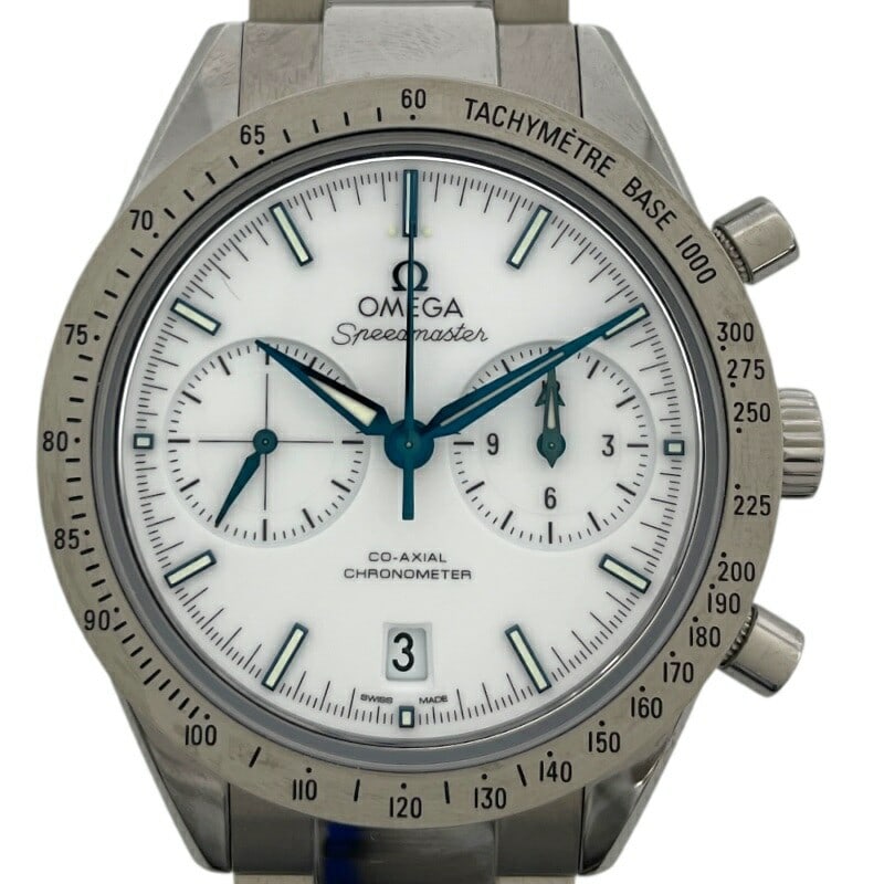 OMEGA 331.90.42.51.04.001 Speedmaster 57 Titanium Mens Chronograph Watch: OMEGA 331.90.42.51.04.001 Speedmaster 57 Titanium Mens Chronograph Watch Pre-owned OMEGA Speedmaster '57 Co-Axial Chronograph men's wristwatch, model 331.90.42.51.04.001. It features a white dial, aut