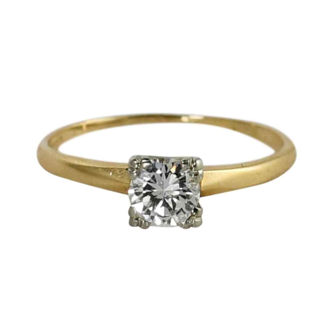 14k Yellow Gold Solitaire Ring with 0.42 ct Diamond: 14k Yellow Gold Solitaire Ring with 0.42 ct Diamond This elegant solitaire ring features a natural round brilliant cut diamond weighing 0.42 carats, set in 14K yellow gold. The diamond is graded H for