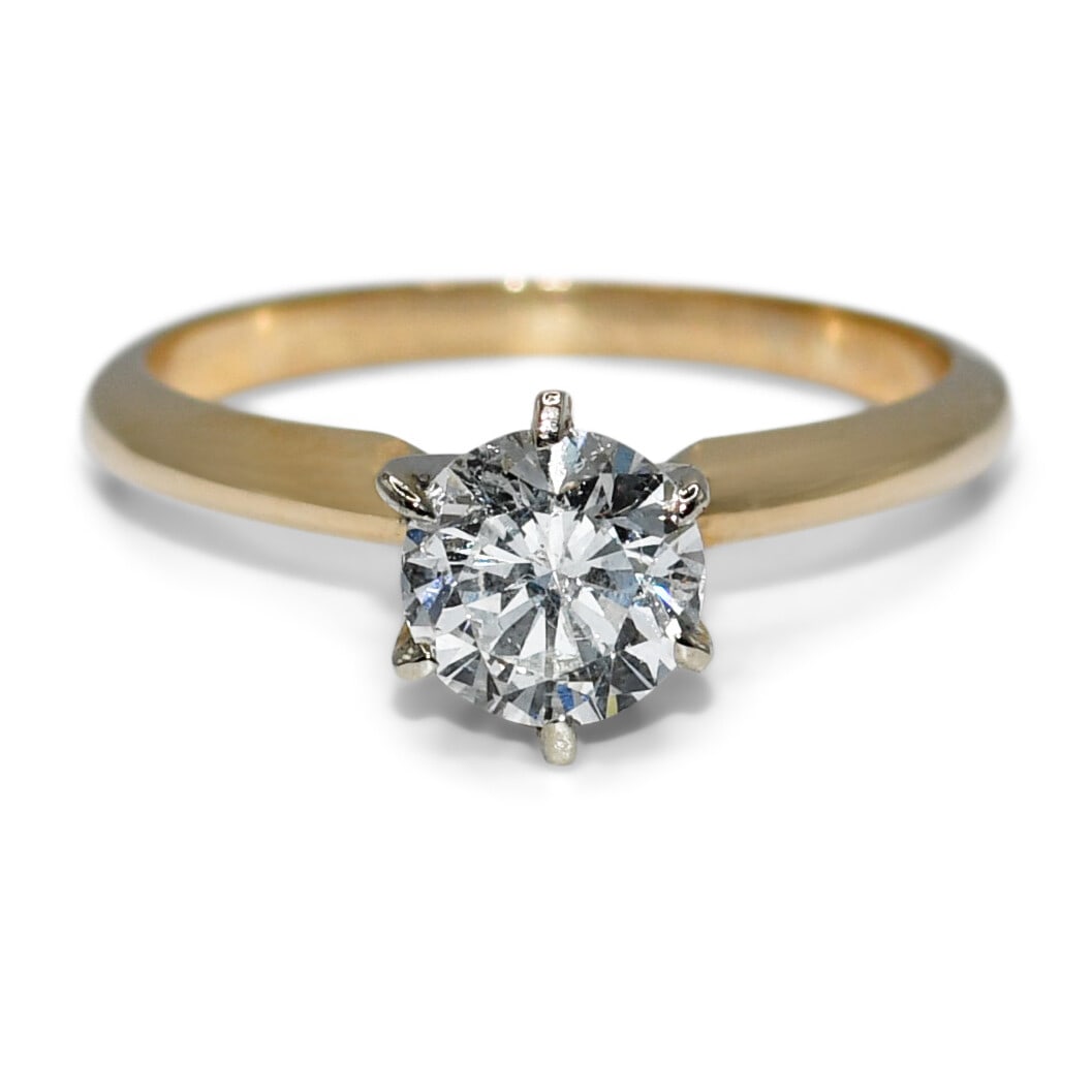 Round Brilliant Diamond Solitaire Ring 14K Yellow Gold Size 6.5 (1 of 8)