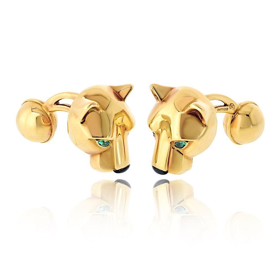 18K Yellow Gold Cuff Links Cartier Panthere (1 of 6)