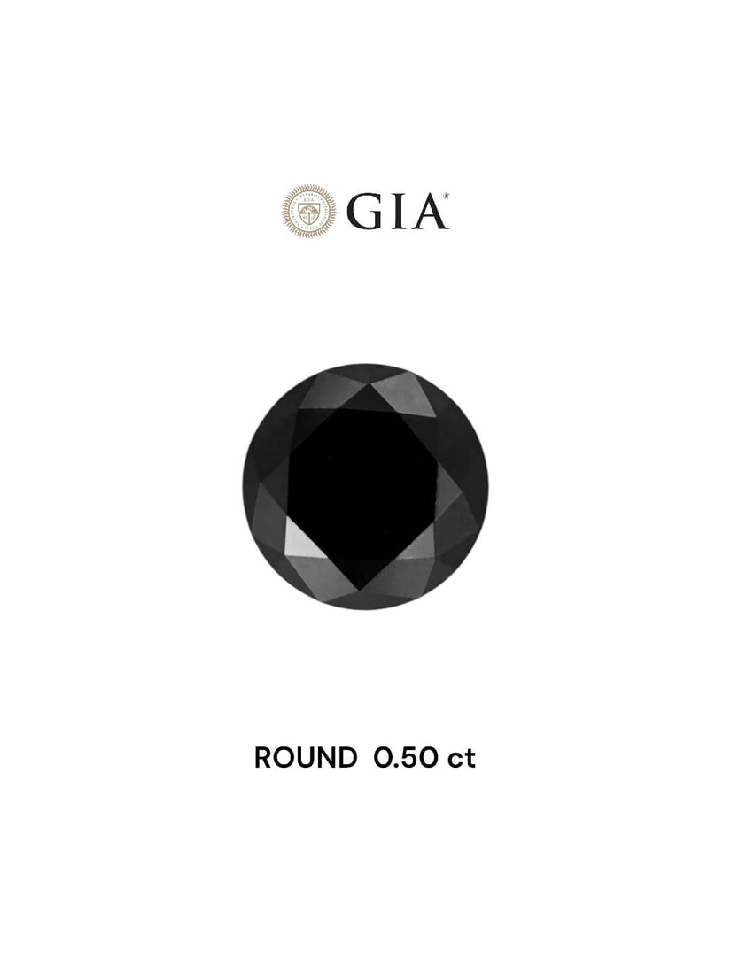 Loose Diamond - ROUND 0.5ct Fancy Black VVS2: Loose Diamond - ROUND 0.5ct Fancy Black VVS2 Source: Natural Shape: ROUND Carats: 0.5 Color: Fancy Black Certification: GIA Video: