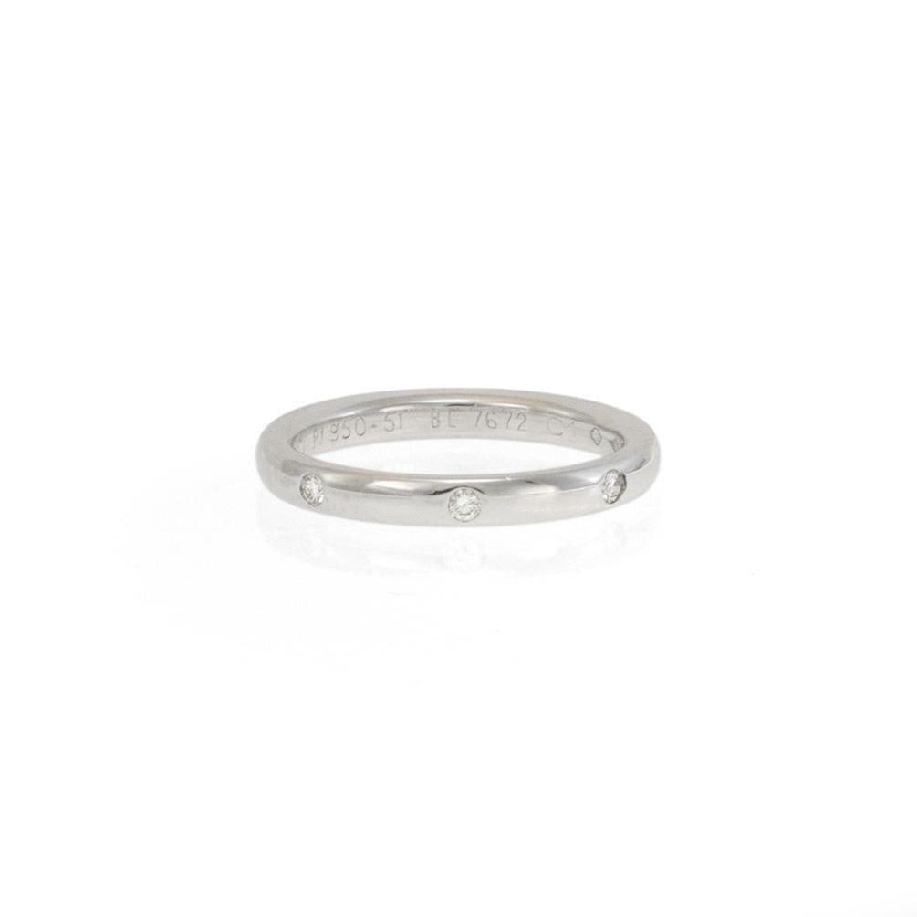 Platinum Dome Wedding Ring Van Cleef Arpels 3 Diamond Size 51: Platinum Dome Wedding Ring Van Cleef Arpels 3 Diamond Size 51 Authentic Van Cleef & Arpels wedding band ring crafted in platinum with a dome profile and three flush-set diamonds at the front center. T