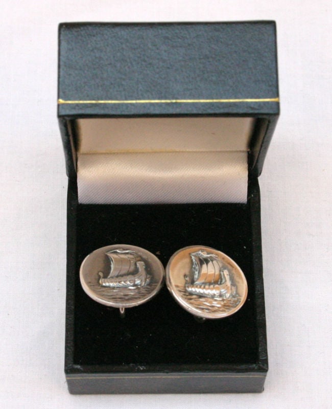 Georg Jensen Sterling Silver Earrings Danish Ship Design Pair (1 of 6)