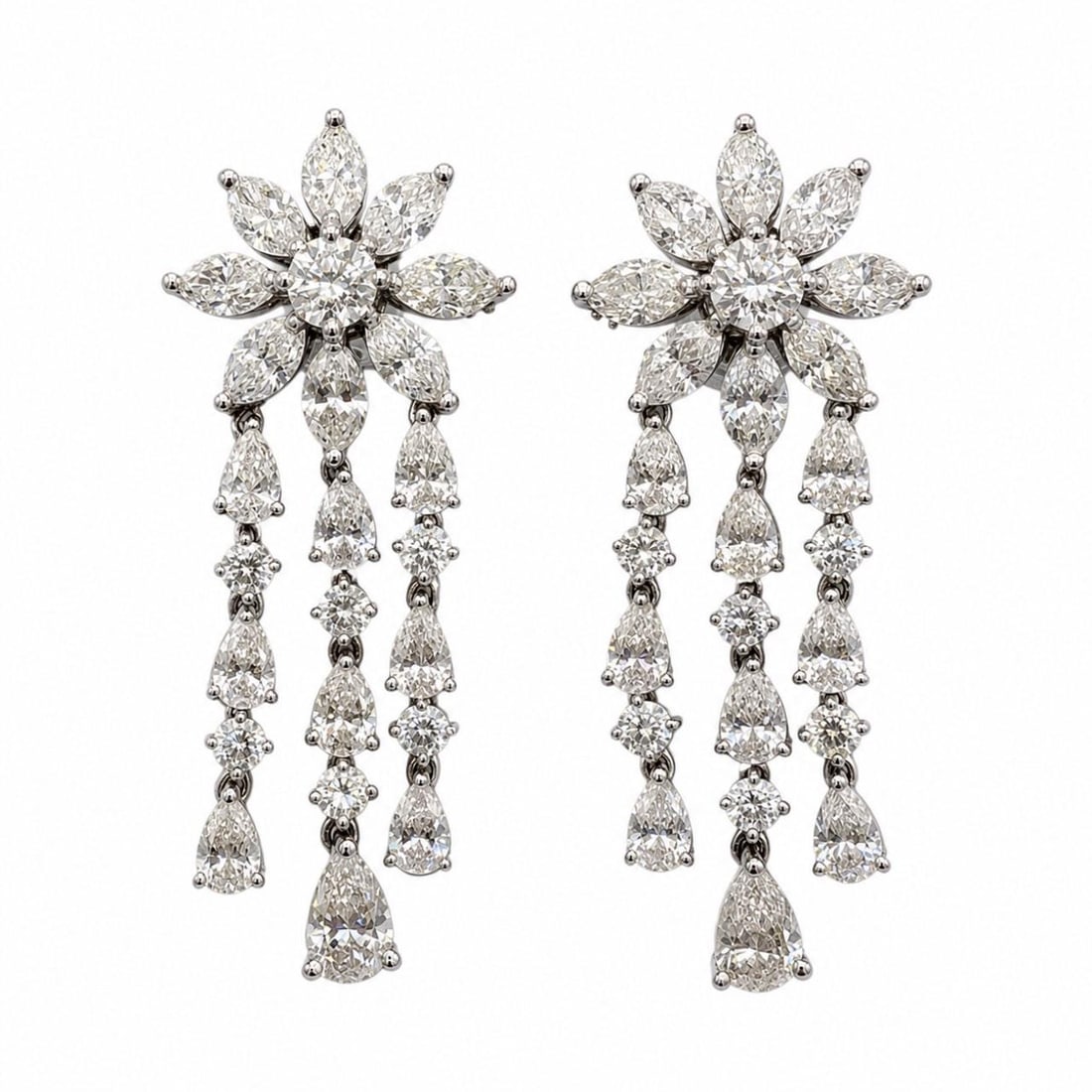 Diamond Earrings Platinum 11.70 Ct 14K White Gold Clip Backs (1 of 5)
