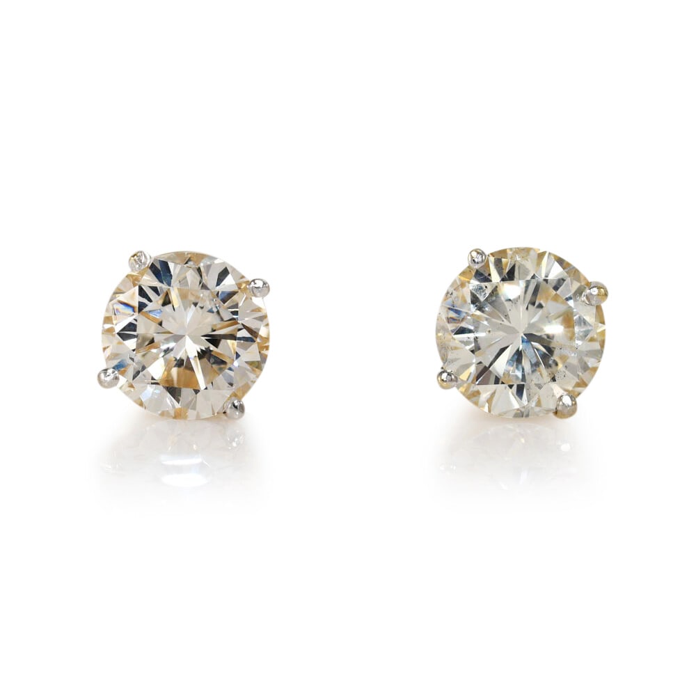 14k Yellow Gold Stud Earrings with 2 Natural Diamonds 4.19 ct (1 of 8)