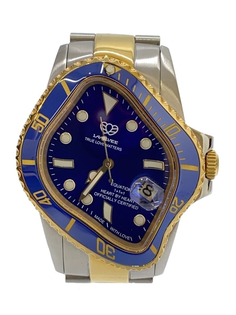 LAARVEE PEA001 mens wristwatch gold and blue: LAARVEE PEA001 mens wristwatch gold and blue Pre-owned LAARVEE PEA001 men's wristwatch with a gold-tone and blue design. This watch is made in Japan and features a compact case with a comfortable fit 