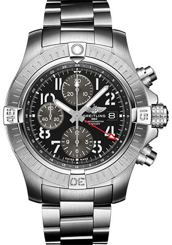 Breitling Avenger Chronograph GMT Black Dial Watch A24315101B1A1 Card 2023: Breitling Avenger Chronograph GMT Black Dial Watch A24315101B1A1 Card 2023 This Breitling Avenger Chronograph GMT features a black dial and a rotating bezel. It is equipped with a bracelet and include