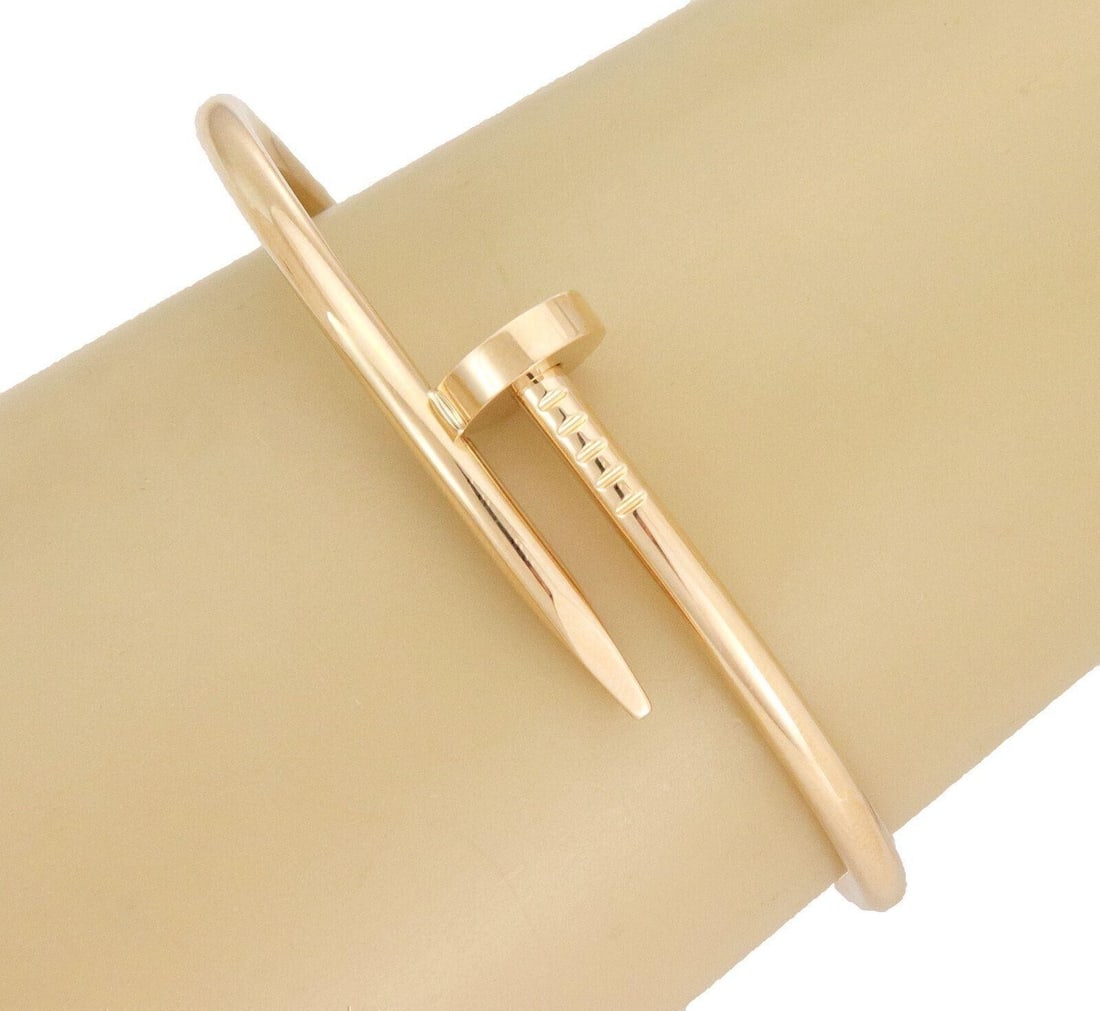 Cartier Juste un Clou 18k Yellow Gold Nail Bangle Bracelet Size 18 Cert: Cartier Juste un Clou 18k Yellow Gold Nail Bangle Bracelet Size 18 Cert Authentic Cartier Juste un Clou bangle bracelet from the iconic collection, crafted in solid 18k yellow gold with the signature 
