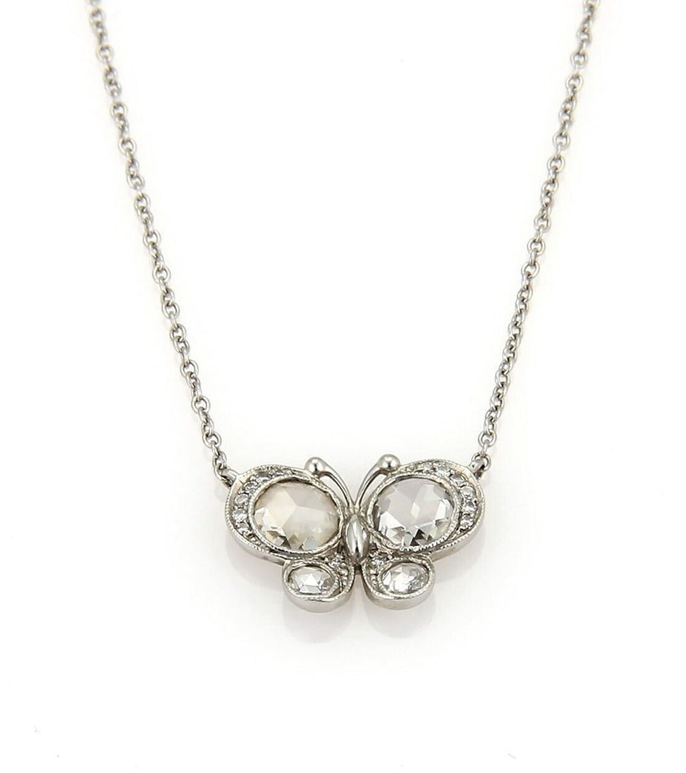 Tiffany & Co. Enchant Butterfly Pendant Necklace in Platinum with Diamonds: Tiffany & Co. Enchant Butterfly Pendant Necklace in Platinum with Diamonds Authentic Tiffany & Co. Enchant Butterfly pendant necklace from the Enchant collection, crafted in platinum and set with rose
