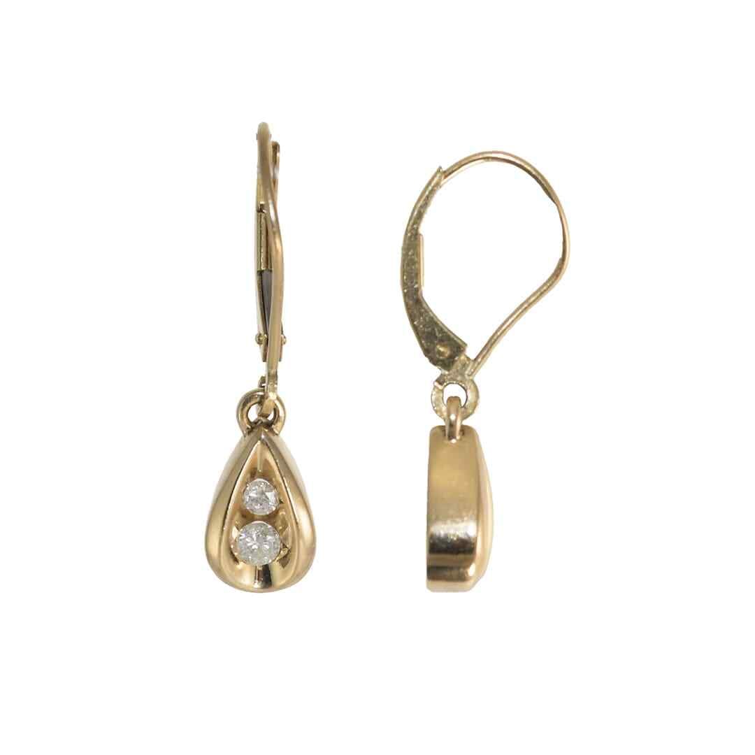 10k Yellow Gold Hook Diamond Drop Earrings 0.20 ct (1 of 4)