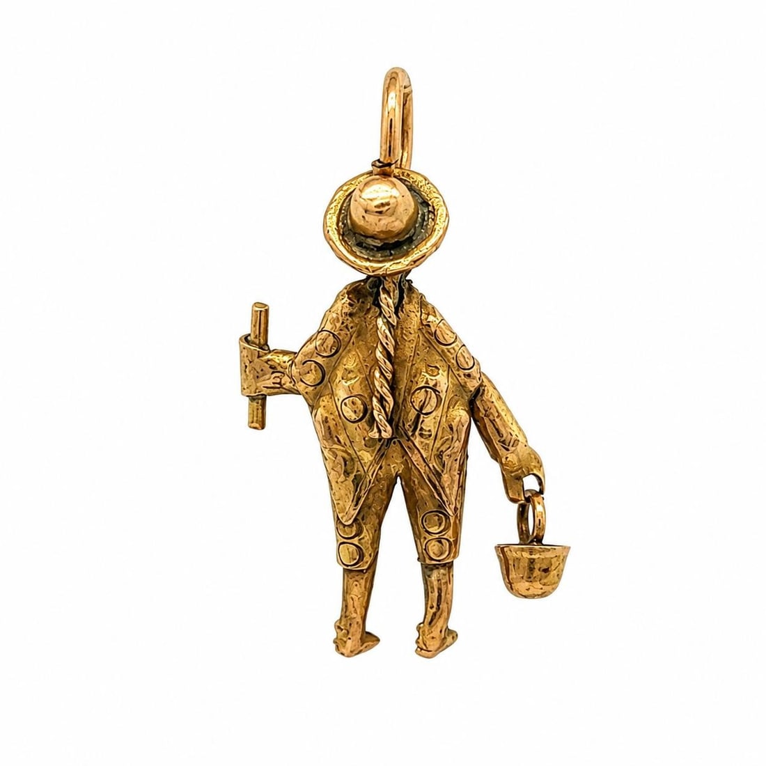Unbranded 18k Yellow Gold Farmer Charm Pendant Handmade Antique (1 of 7)