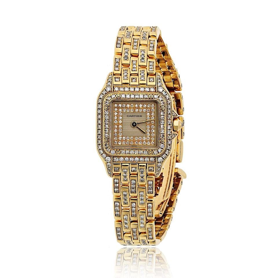 Cartier Panthere 18K Yellow Gold Diamond Watch Ref 1280/2 (1 of 3)