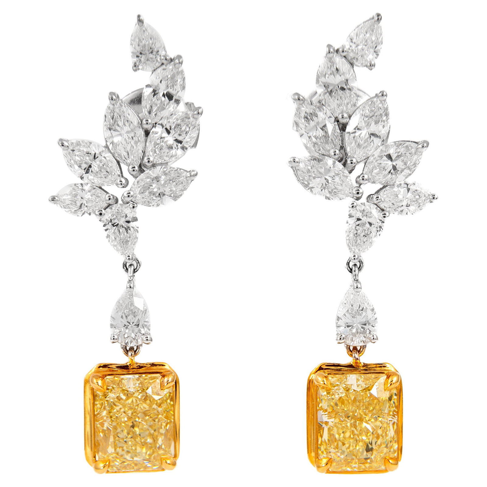 Fancy Yellow Diamond Drop Earrings 8.40ct GIA Certified 18k Gold (1 of 5)