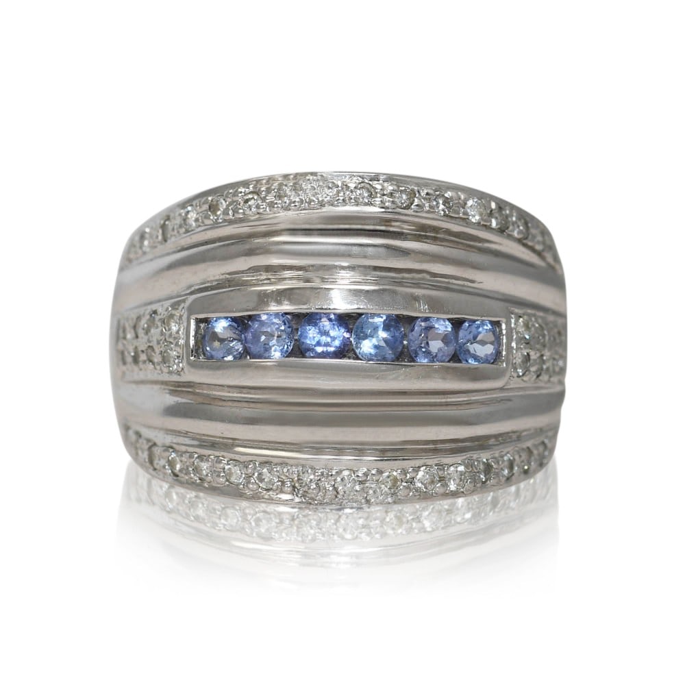 Platinum Tanzanite Diamond Ring Size 8.75 14.8g (1 of 6)