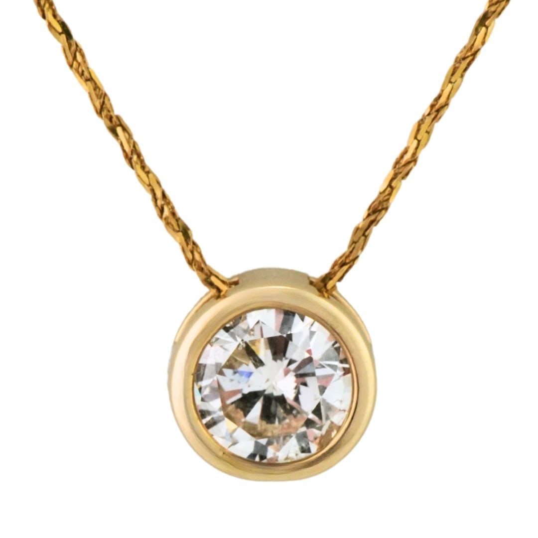 Round Brilliant Diamond Amulet Necklace in 14K Yellow Gold 19 in (1 of 5)