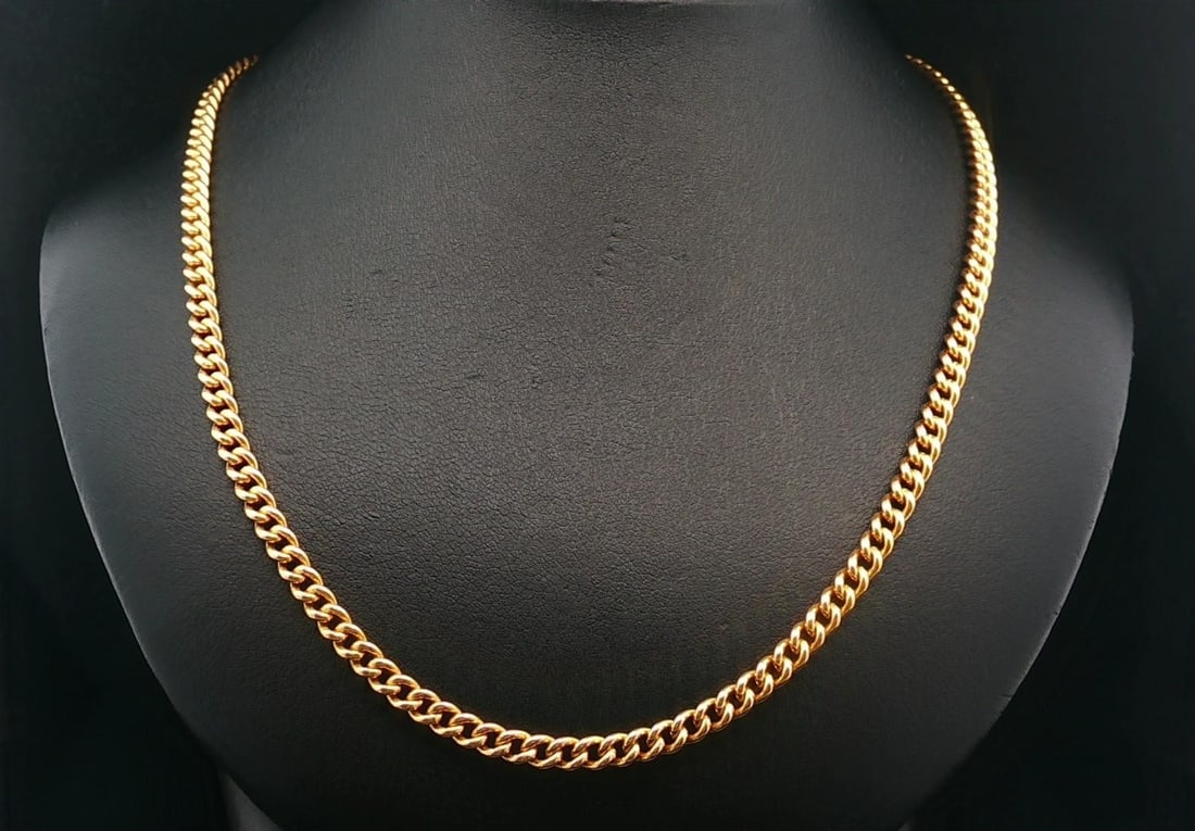 20 Inch High Karat Yellow Gold Cuban Curb Chain Necklace Vintage Unbranded: 20 Inch High Karat Yellow Gold Cuban Curb Chain Necklace Vintage Unbranded This vintage Cuban curb link chain necklace features a solid 20k yellow gold chain, complemented by an 18k yellow gold clasp 