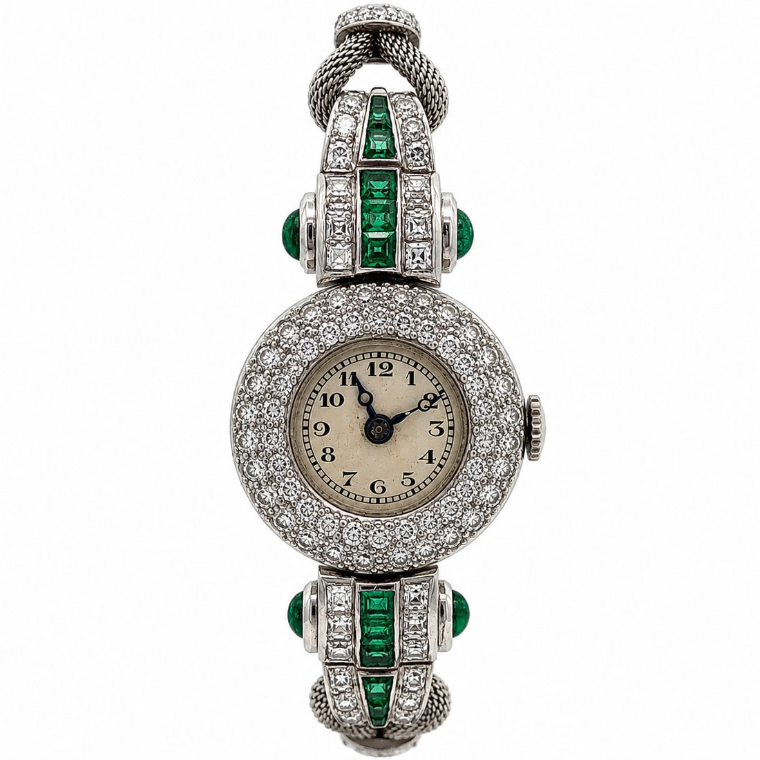 Unbranded Swiss mechanical wristwatch platinum case silver mesh bracelet (1 of 11)
