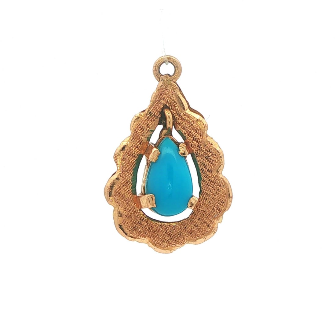 Florentine Turquoise Lavalier Pendant 18k Yellow Gold Pear Cabochon (1 of 8)
