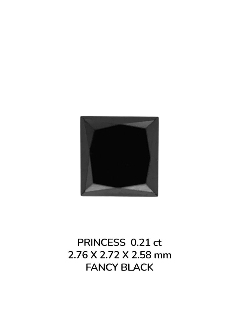 Loose Diamond - PRINCESS 0.21ct Fancy Black VVS2: Loose Diamond - PRINCESS 0.21ct Fancy Black VVS2 Source: Natural Shape: PRINCESS Carats: 0.21 Color: Fancy Black Certification: NONE The Diamond Depot Guarantee: All items in this auction are guarante