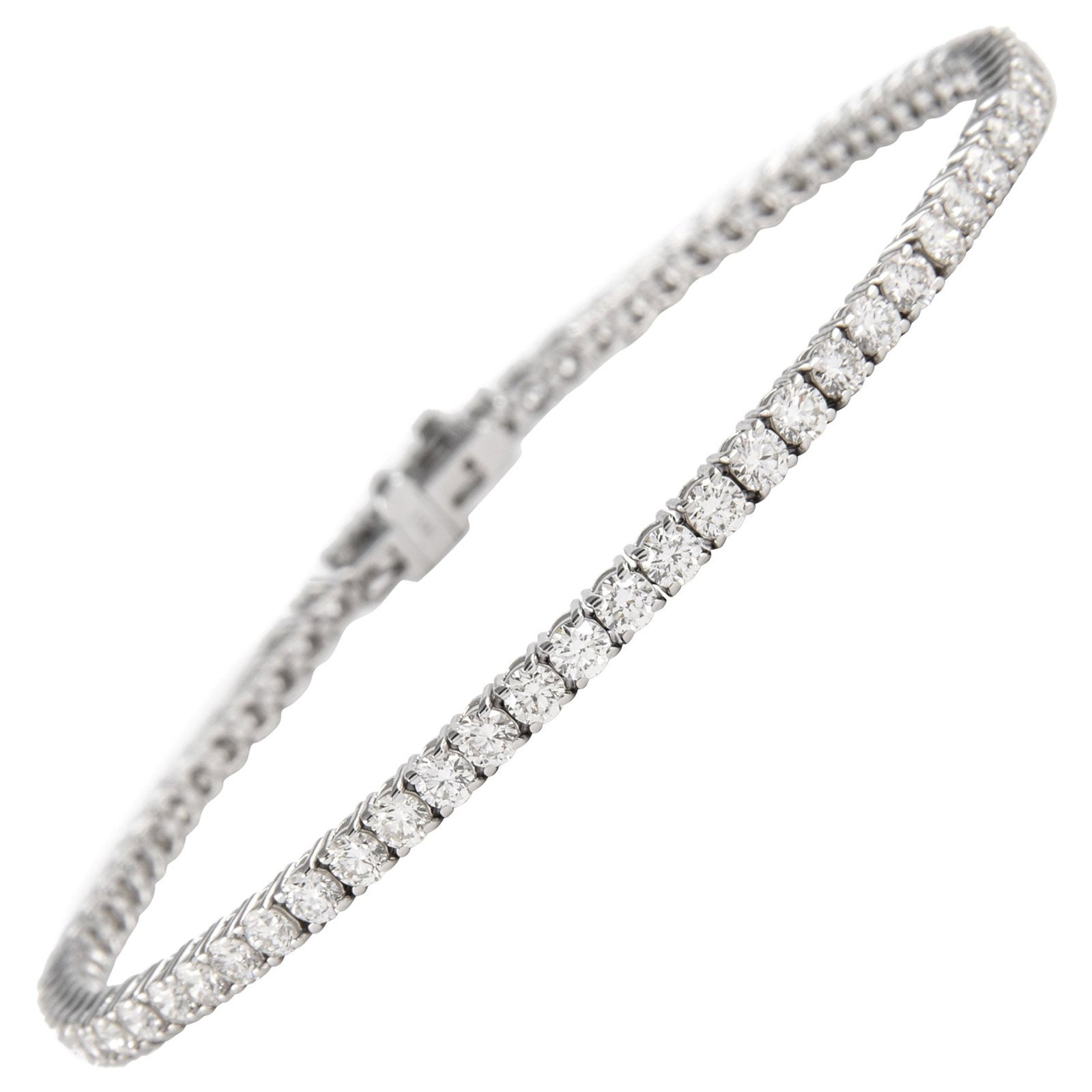 3.96ct Diamond Tennis Bracelet 18k White Gold GIA Appraisal: 3.96ct Diamond Tennis Bracelet 18k White Gold GIA Appraisal This exquisite 3.96ct Diamond Tennis Bracelet is crafted from luxurious 18k white gold, featuring a stunning array of 65 round brilliant dia
