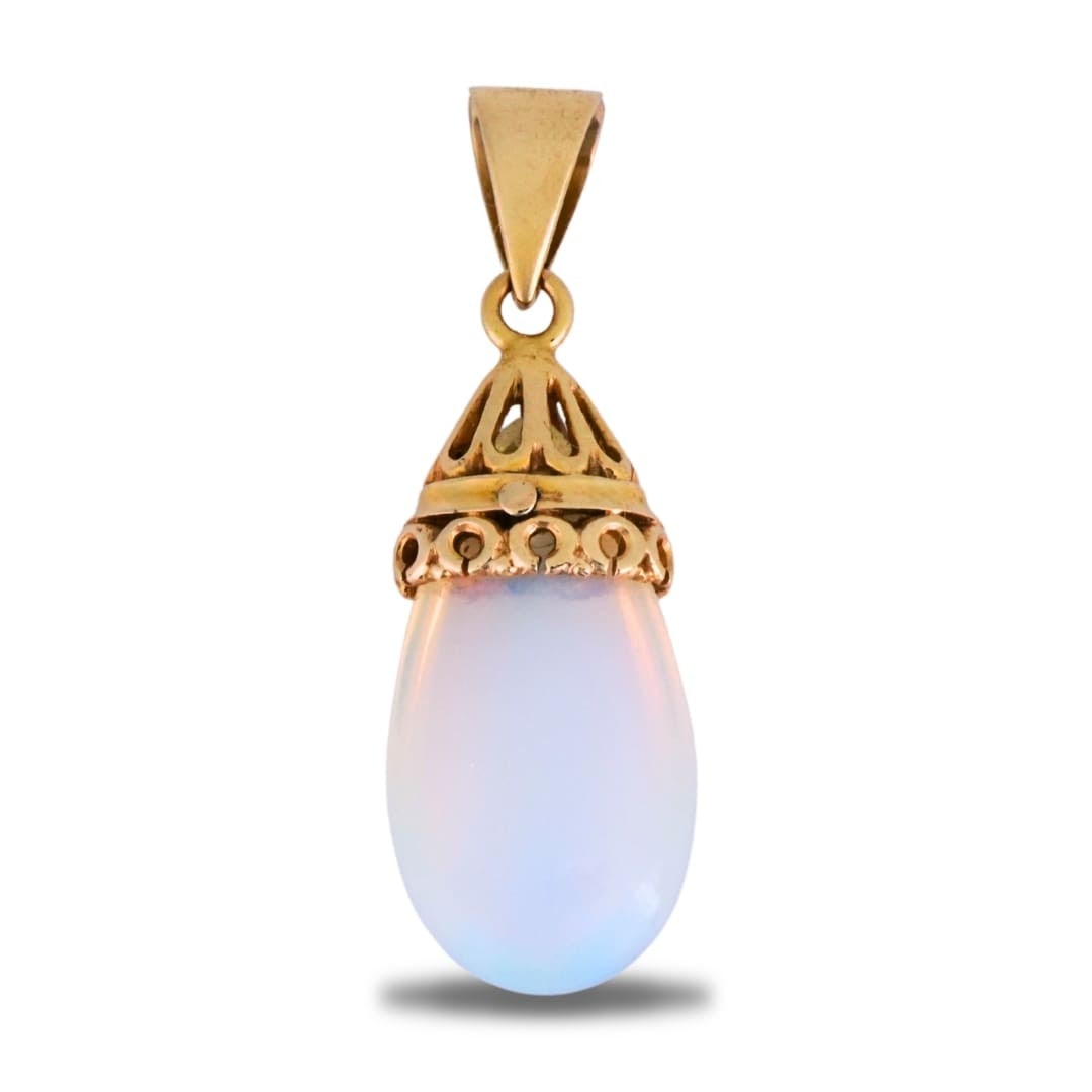 Pear Shaped Moonstone Pendant in 14K Yellow Gold (1 of 5)