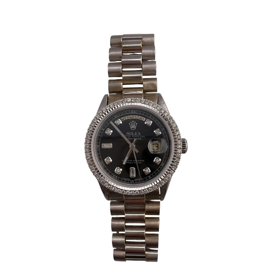 Rolex Day-Date Ref 1803 Mens Watch with Black Dial and President Bracelet (1 of 3)