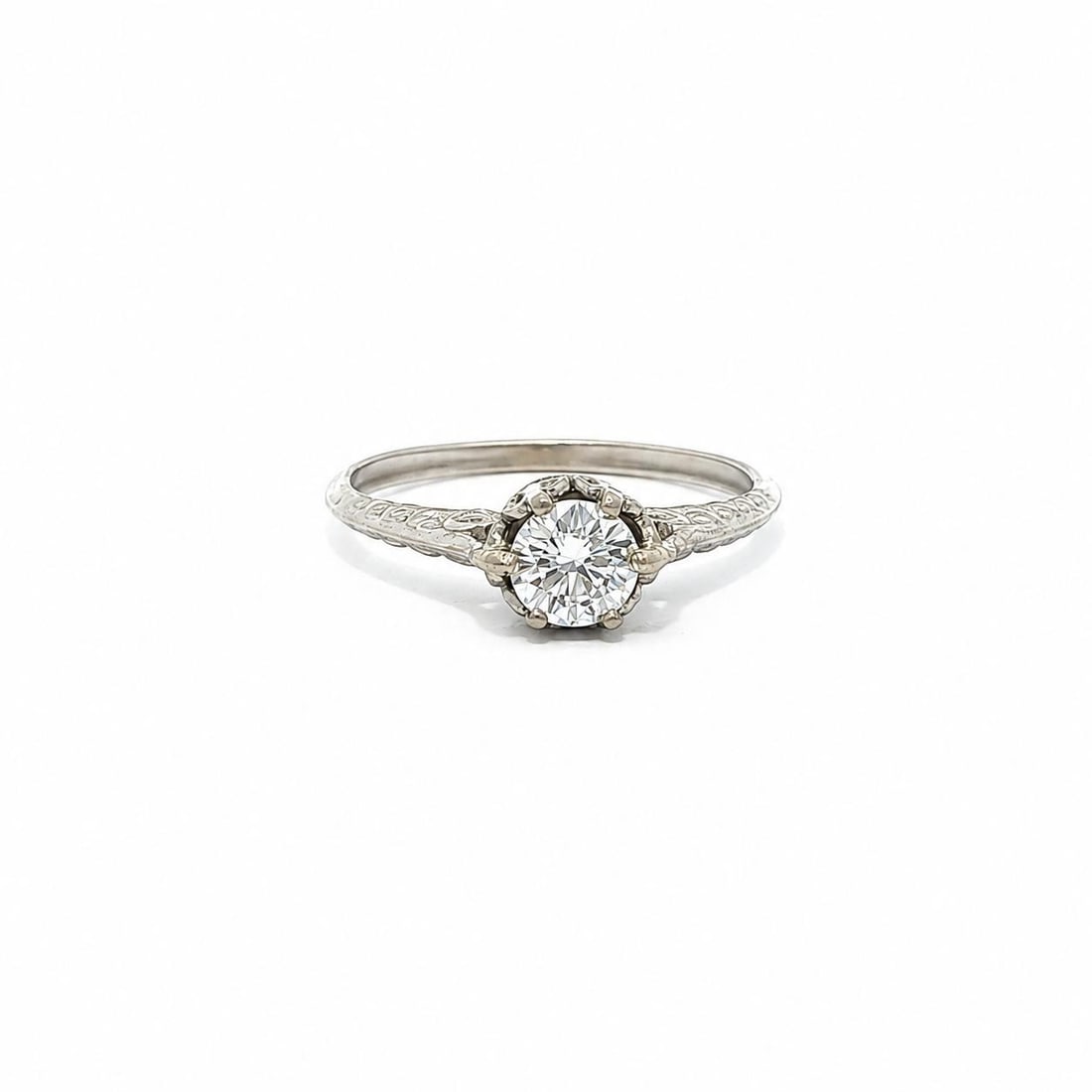 Unbranded 14k White Gold Diamond Solitaire Ring GIA 0.45ct D VS2 (1 of 13)