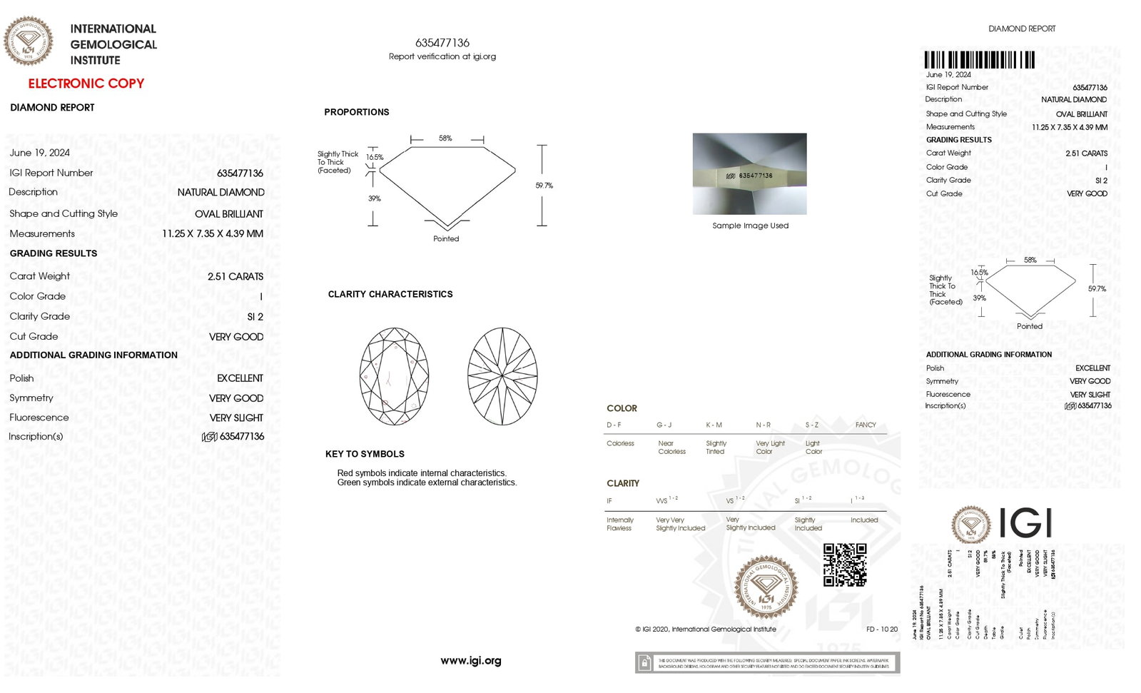 Loose Diamond - OVAL 2.51ct I SI2: Loose Diamond - OVAL 2.51ct I SI2 Source: Natural Shape: OVAL Carats: 2.51 Color: I Clarity: SI2 Certification: IGI Video: