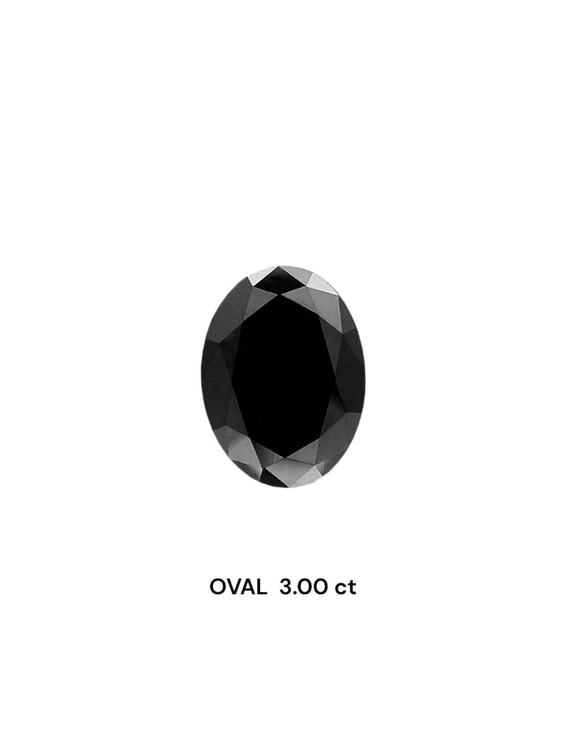 Loose Diamond - OVAL 3.0ct Black: Loose Diamond - OVAL 3.0ct Black Source: Natural Shape: OVAL Carats: 3.0 Color: Black Certification: IGI Video: