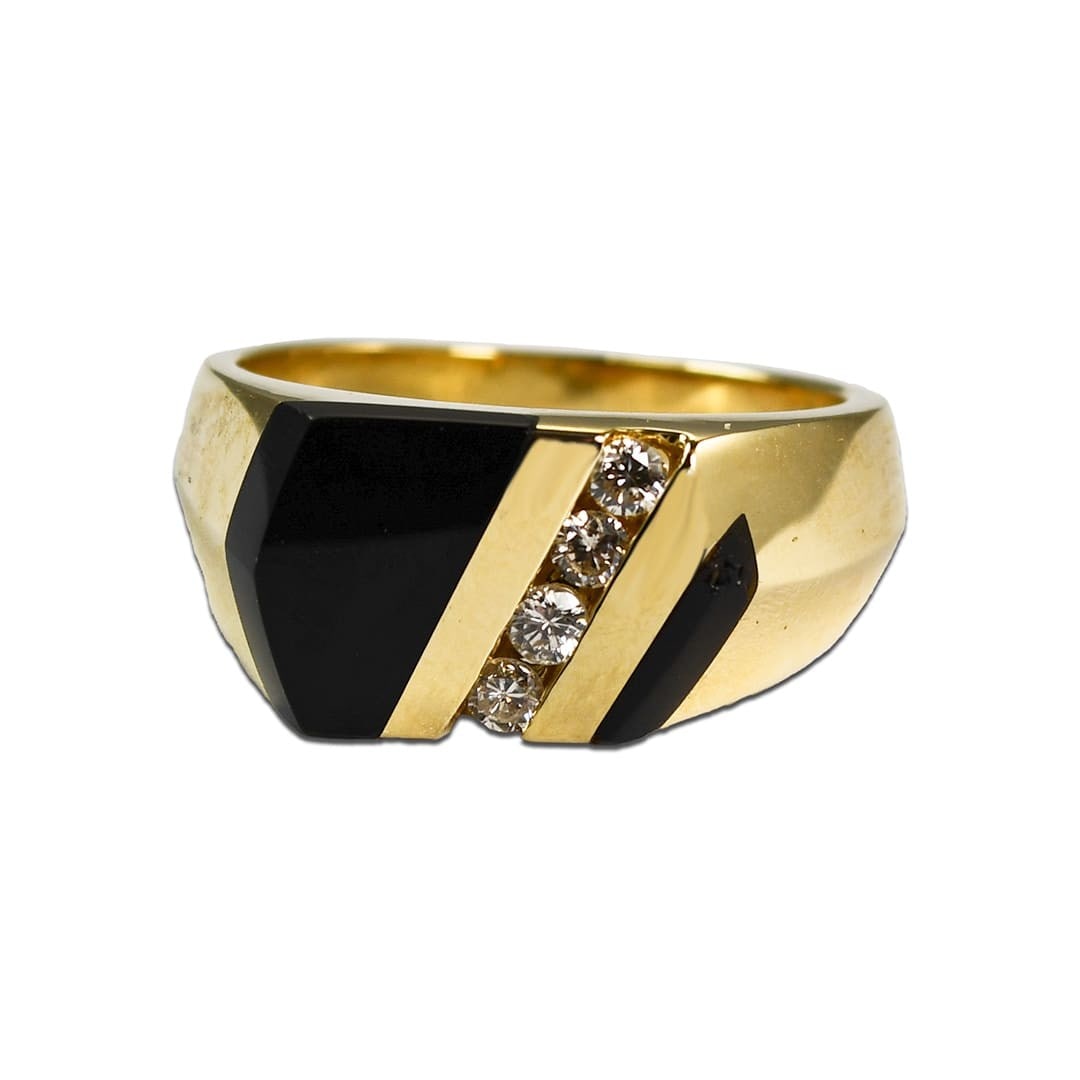 Unbranded 14K Gold Onyx Diamond Men's Ring Size 10 (1 of 7)