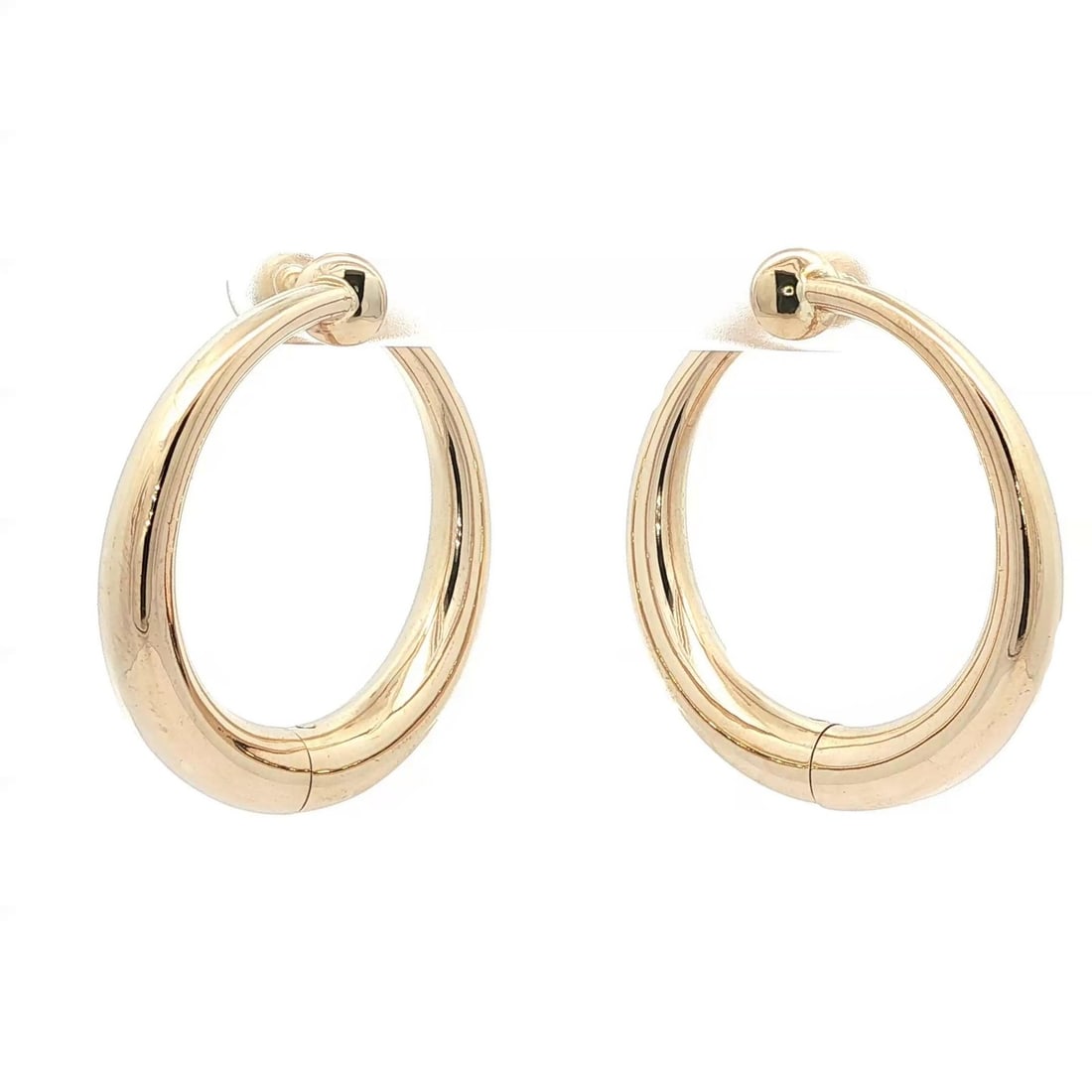 Elegant 14k Yellow Gold 35.8mm Clip On Twist Hoop Earrings (1 of 6)